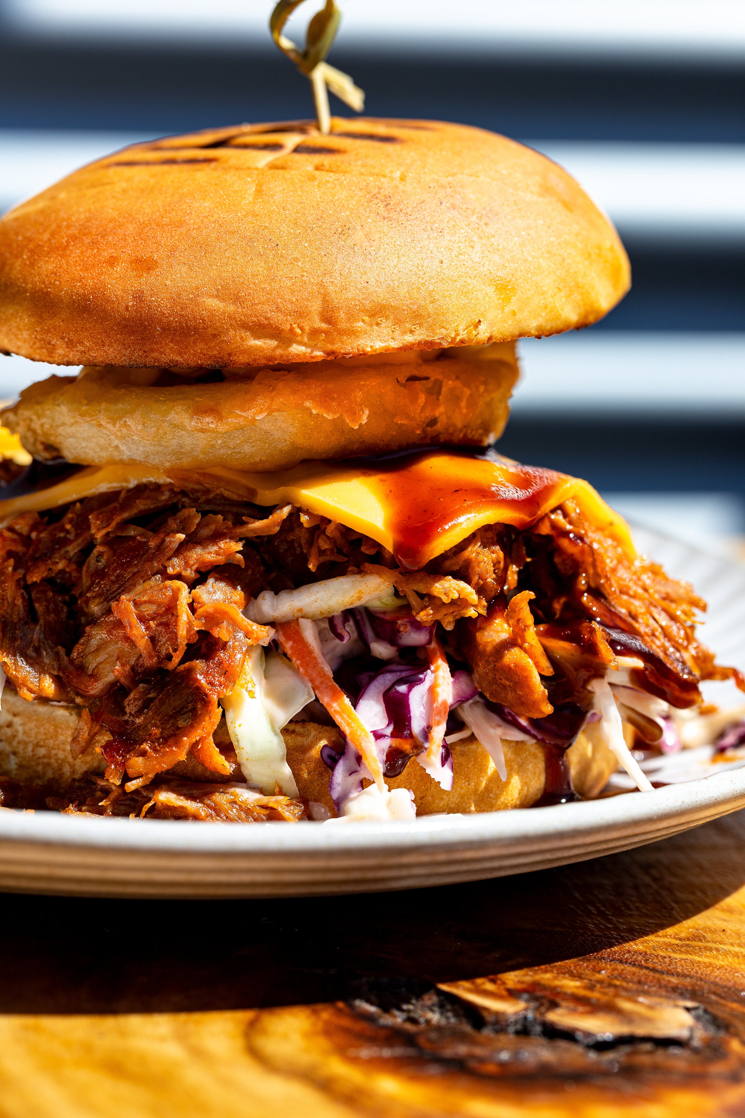 Pulled Pork Burger Chips The Flying Bean Cafe